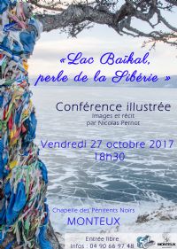 Conférence Lac Baïkal, perle de la Sibérie. Le vendredi 27 octobre 2017 à Monteux. Vaucluse.  18H30